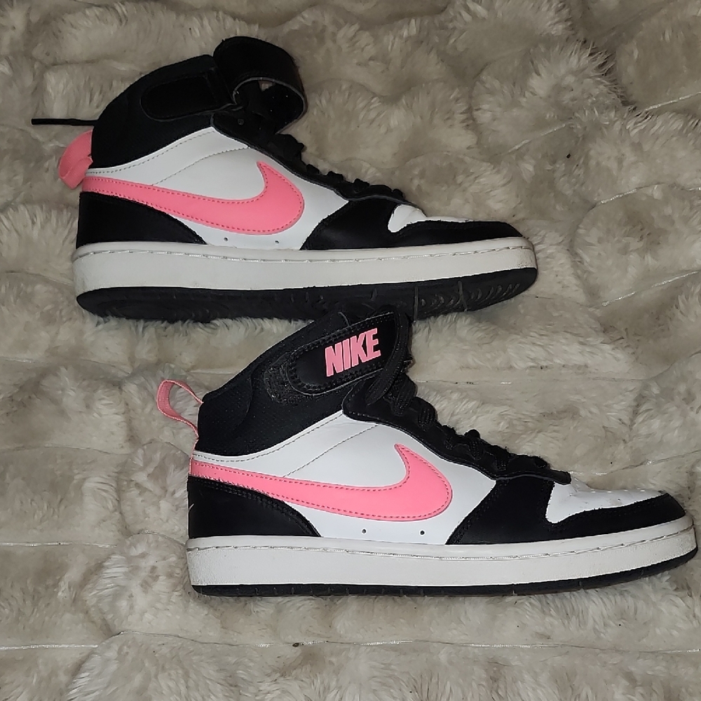 Nike Women's Black and Pink High-Top Sneakers - Picture 1 of 4
